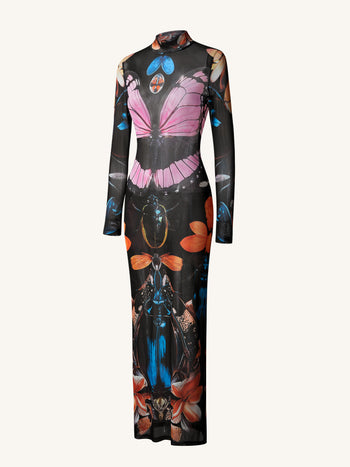 Robe transparente avec papillons et scarabées – Multicolore