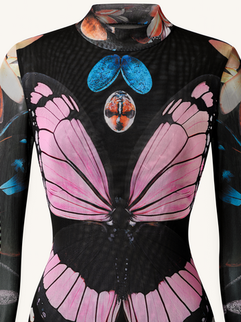 Robe légère en maille double couche, papillons et coléoptères – Multicolore