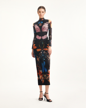 Robe légère en maille double couche, papillons et coléoptères – Multicolore