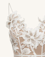 Robe Mini Fleurie à Bretelles - Blanc