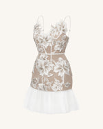 Robe Mini Fleurie à Bretelles - Blanc