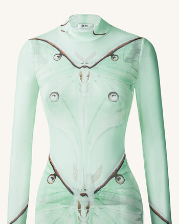 Robe en tulle transparent Moth – Vert/Beige