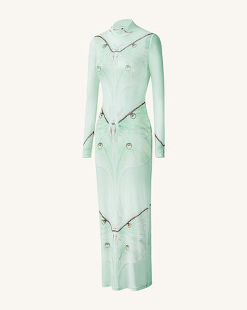 Robe en tulle transparent Moth – Vert/Beige