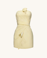 Robe courte mini bustier avec application florale 3D - Jaune