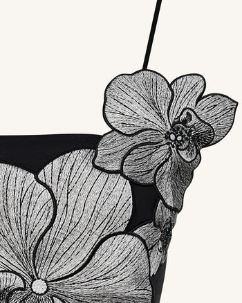 Robe courte à appliqués orchidée - Noir/Argent