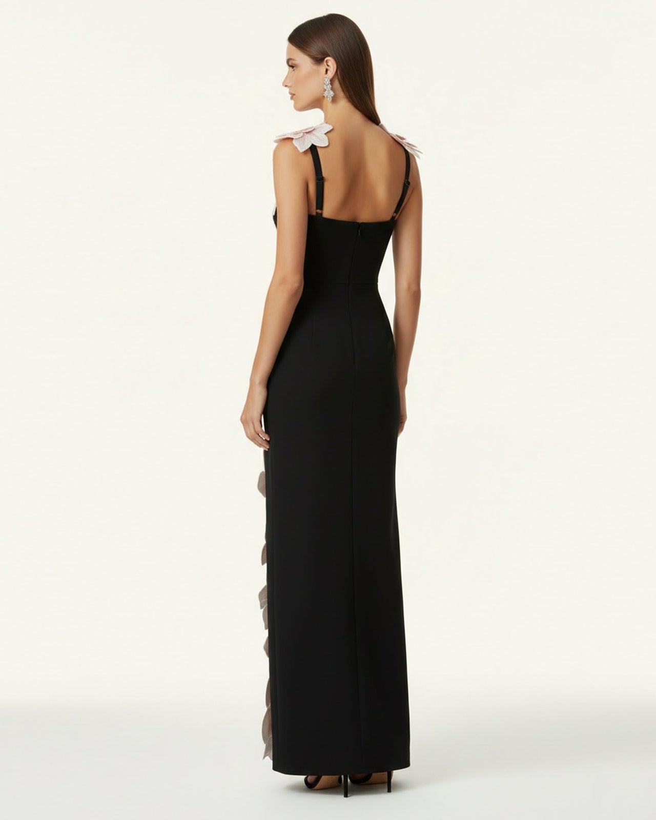 Flower Robe brodée - Noir/Rose