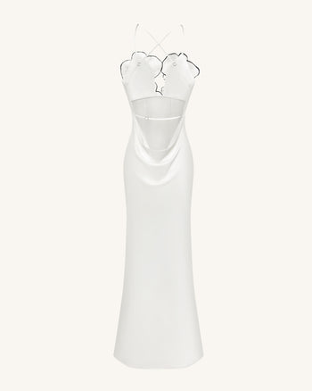 Robe Brodée Orchidée - Blanc/Noir
