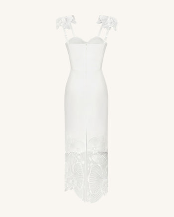 Orchidée Brodée Corset Dress - Blanc