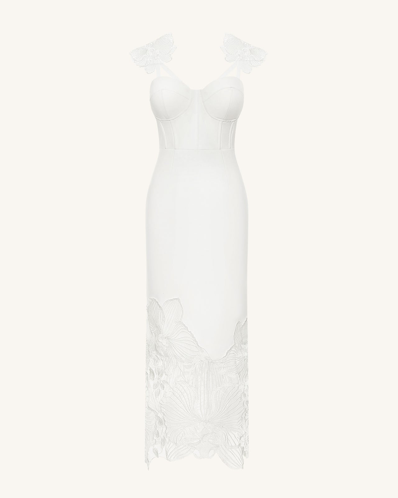 Orchidée Brodée Corset Dress - Blanc