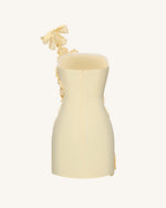 Robe courte mini crochet avec application florale - Jaune