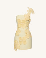 Robe courte mini crochet avec application florale - Jaune