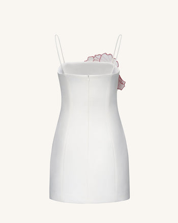 Robe courte à appliqué d'iris - Blanc