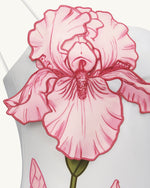 Robe courte à appliqué d'iris - Blanc