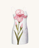 Robe courte à appliqué d'iris - Blanc