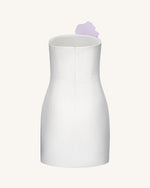 Robe courte à appliqué d'orchidée sabot - Blanc