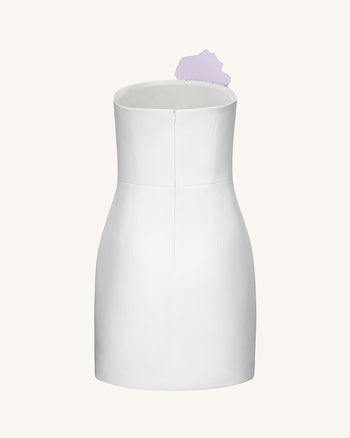 Robe courte à appliqué d'orchidée sabot - Blanc