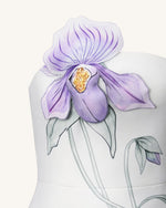 Robe courte à appliqué d'orchidée sabot - Blanc