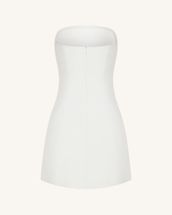 Robe bustier à appliqué orchidée - Blanc
