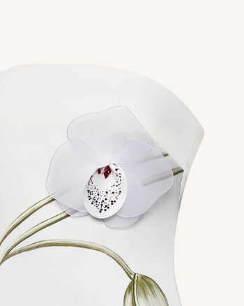 Robe bustier à appliqué orchidée - Blanc