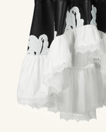 Robe en cuir Zora avec bordure en dentelle - Noir
