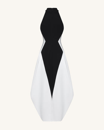 Robe longue monochrome à empiècements – Noir