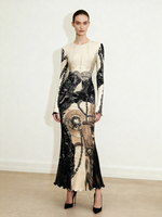 Robe Isabella à imprimé vintage - Marron et noir