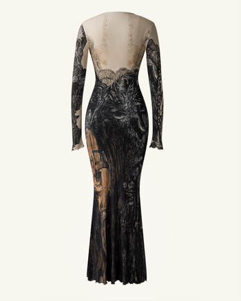 Robe Isabella à imprimé vintage - Marron et noir