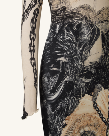Robe Isabella à imprimé vintage - Marron et noir