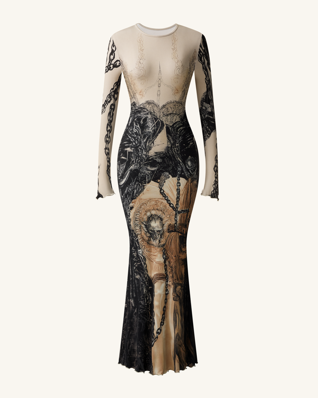 Robe Isabella à imprimé vintage - Marron et noir