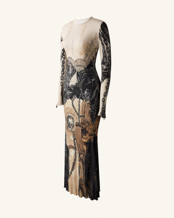 Robe Isabella à imprimé vintage - Marron et noir