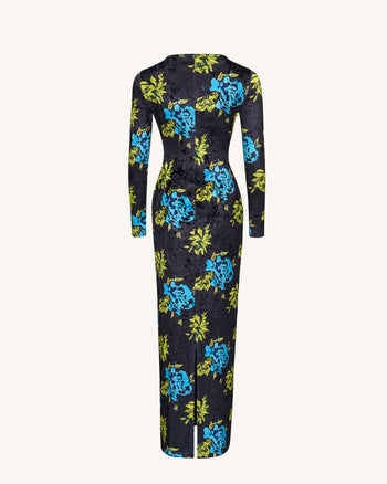 Robe Longue à Manches Longues Zoe à Imprimé Floral Vif - Multicolore