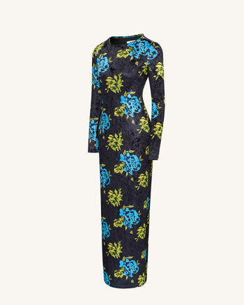 Robe Longue à Manches Longues Zoe à Imprimé Floral Vif - Multicolore