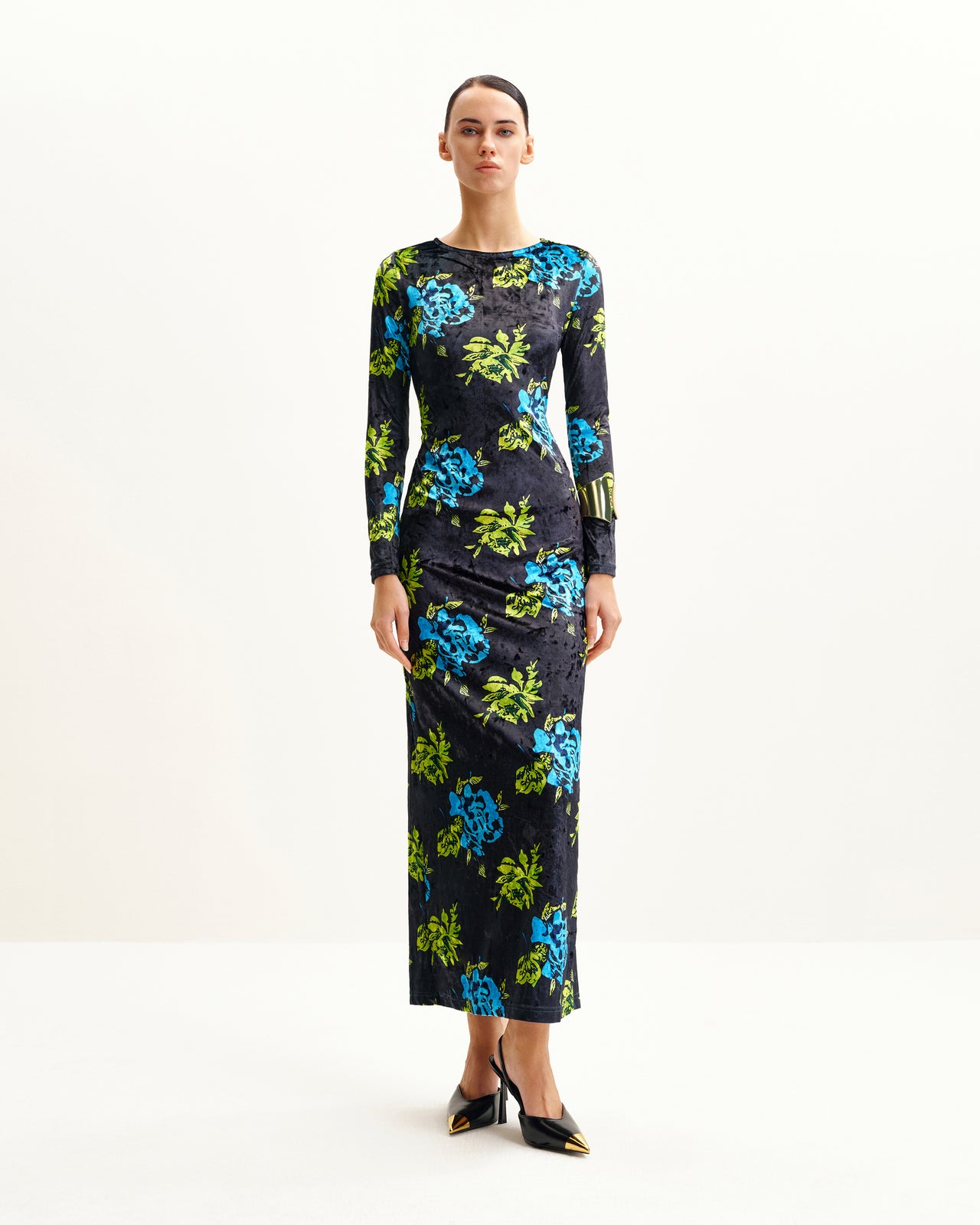 Robe Longue à Manches Longues Zoe à Imprimé Floral Vif - Multicolore
