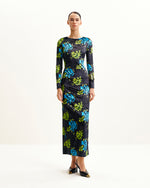 Robe Longue à Manches Longues Zoe à Imprimé Floral Vif - Multicolore