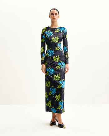 Robe Longue à Manches Longues Zoe à Imprimé Floral Vif - Multicolore