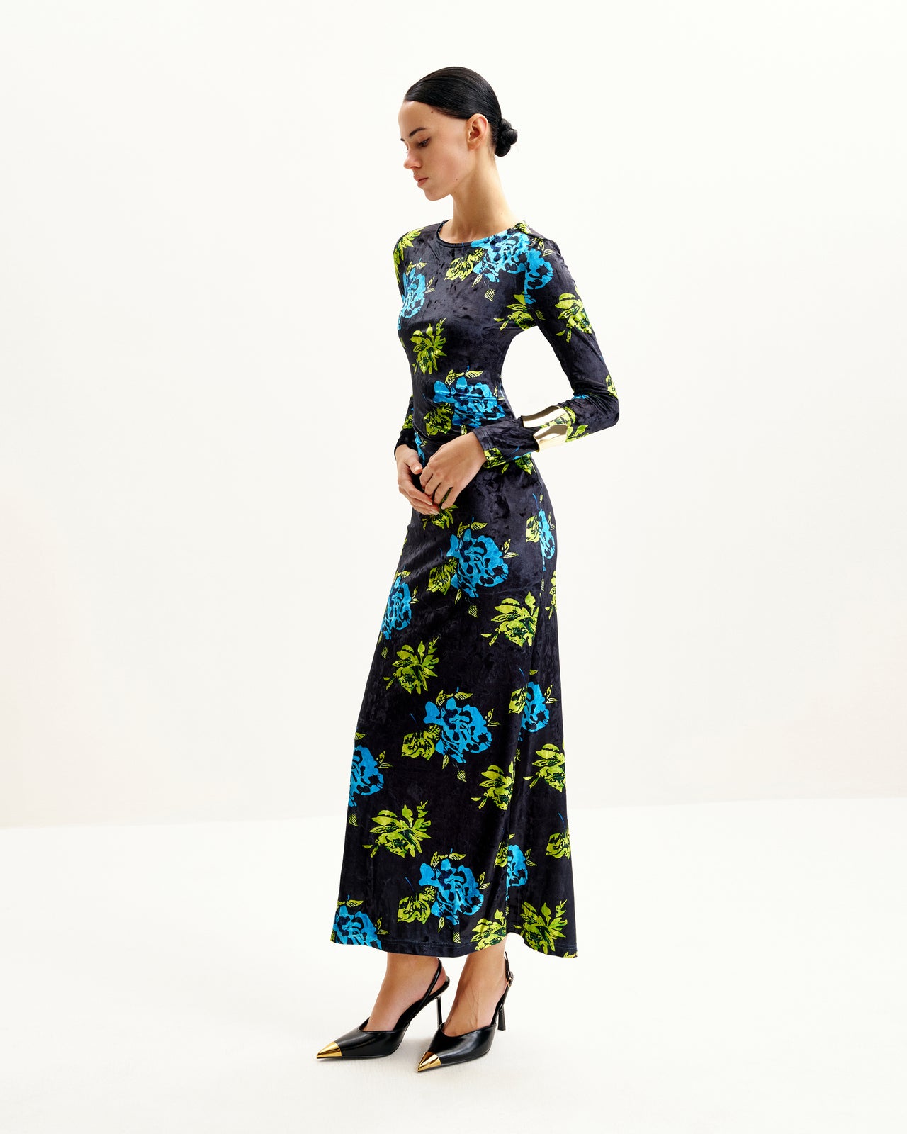 Robe Longue à Manches Longues Zoe à Imprimé Floral Vif - Multicolore
