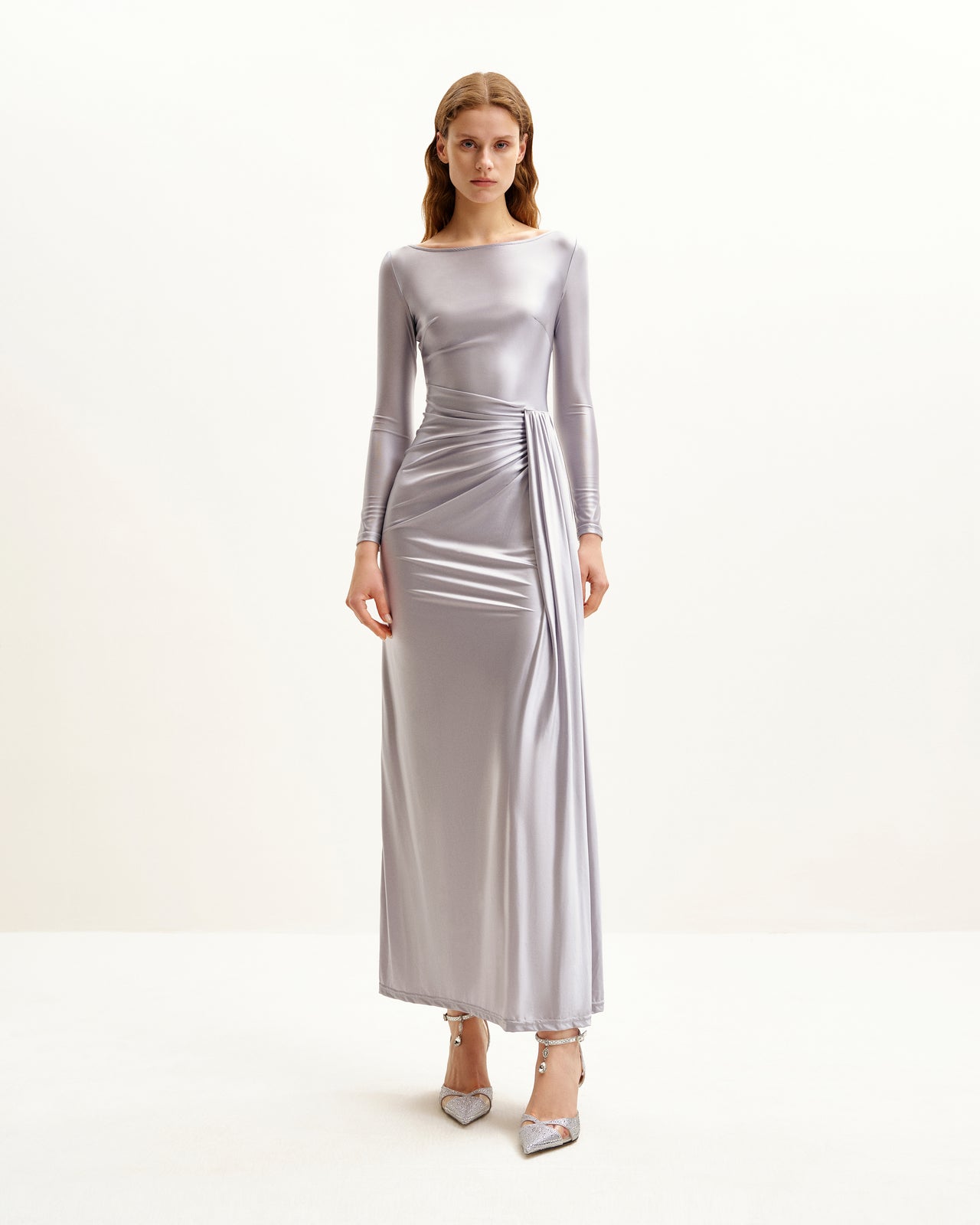 Robe Amara Métallique Drapée - Argentée