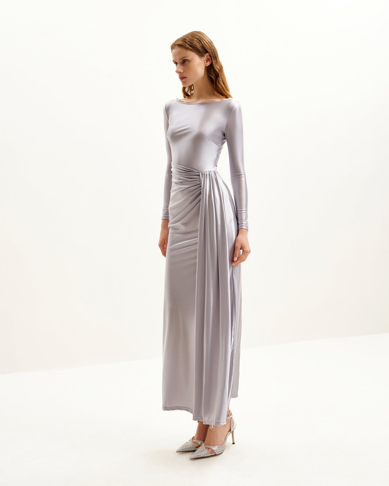 Robe Amara Métallique Drapée - Argentée