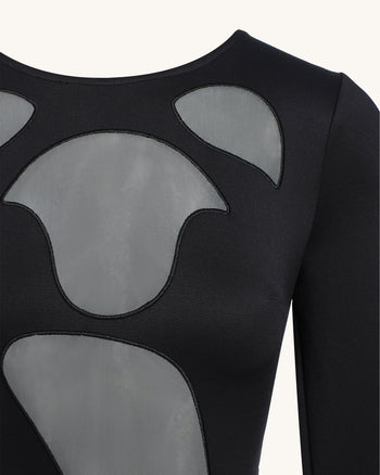 Robe Bodycon Ava à Découpes - Noire
