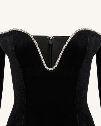 Robe de soirée Allison à épaules dénudées - Noir