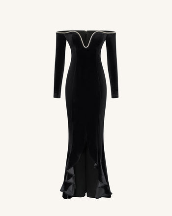 Robe de soirée Allison à épaules dénudées - Noir