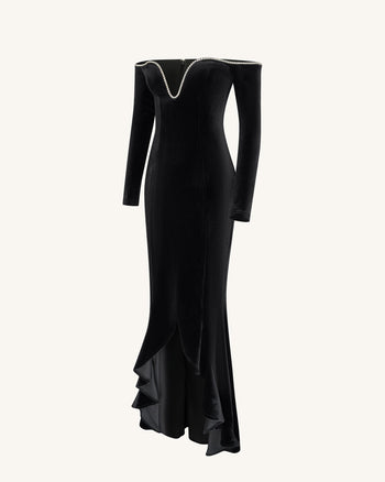 Robe de soirée Allison à épaules dénudées - Noir