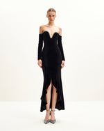 Robe de soirée Allison à épaules dénudées - Noir