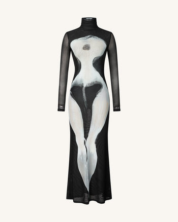 Robe en Maille Imprimé Corps Eva - Noir et Blanc
