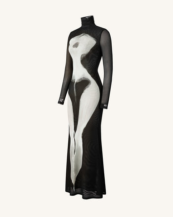 Robe en Maille Imprimé Corps Eva - Noir et Blanc