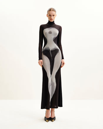 Robe en Maille Imprimé Corps Eva - Noir et Blanc