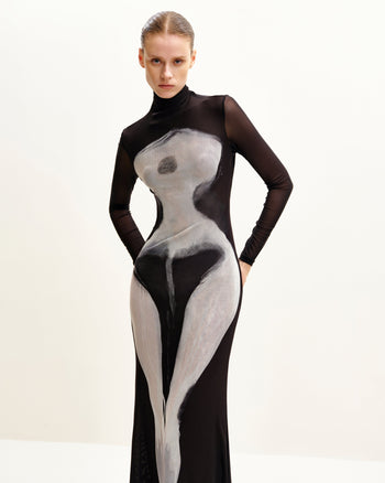 Robe en Maille Imprimé Corps Eva - Noir et Blanc
