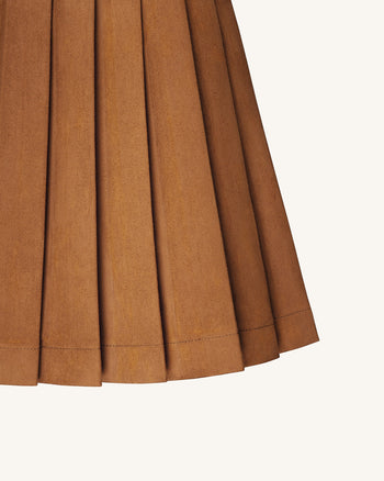 Robe Plissée en Velours Ellie - Caramel