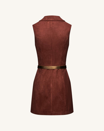 Robe mini sans manches Ariana en daim - Bourgogne