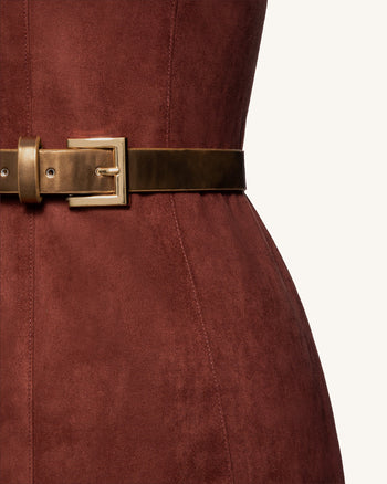 Robe mini sans manches Ariana en daim - Bourgogne